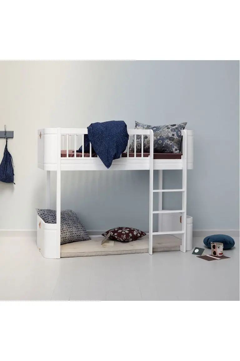 Wood Mini+ low loft bed, 68x162 cm, white