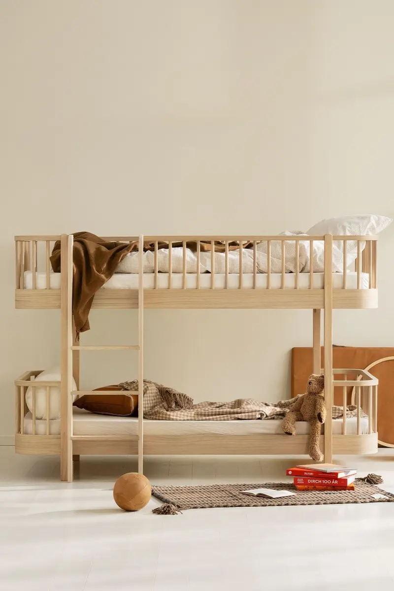 Wood original low bunk bed, 90x200cm, oak