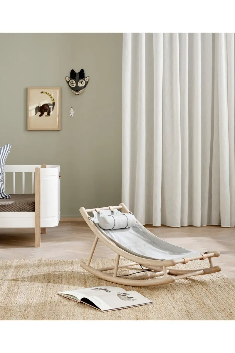 Wood Toddler rocker, oak/grey