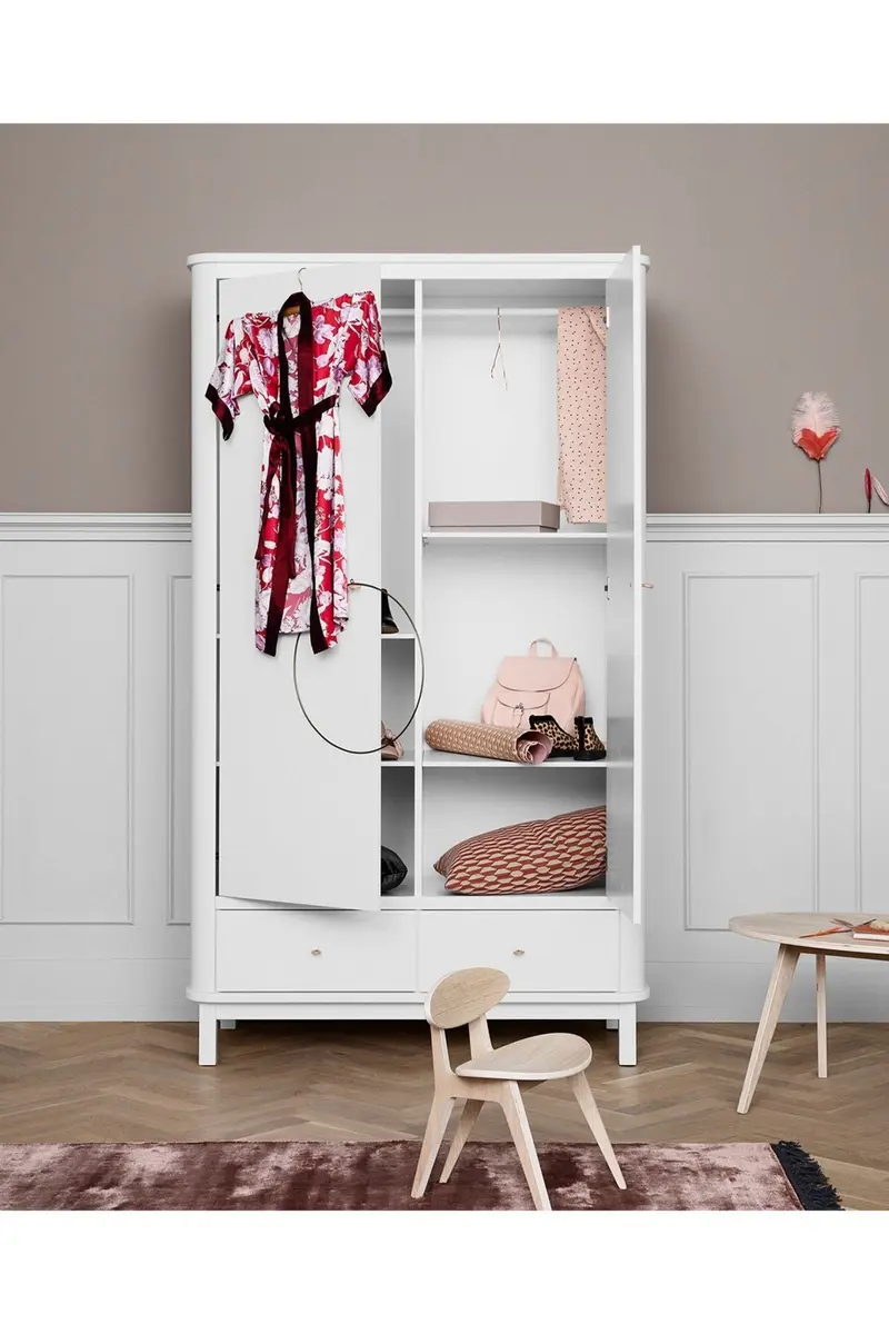 Wood Wardrobe 2 doors, white