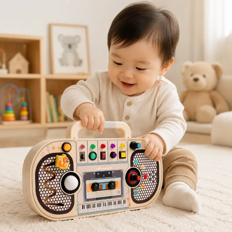 Wooden Busy Board – Motoriek & Interactief – Activiteiten Muziek Bord