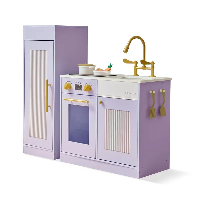Wooden Play Kitchen with 12 Accessories, Purple - Little Chef Chester by Teamson Kids
