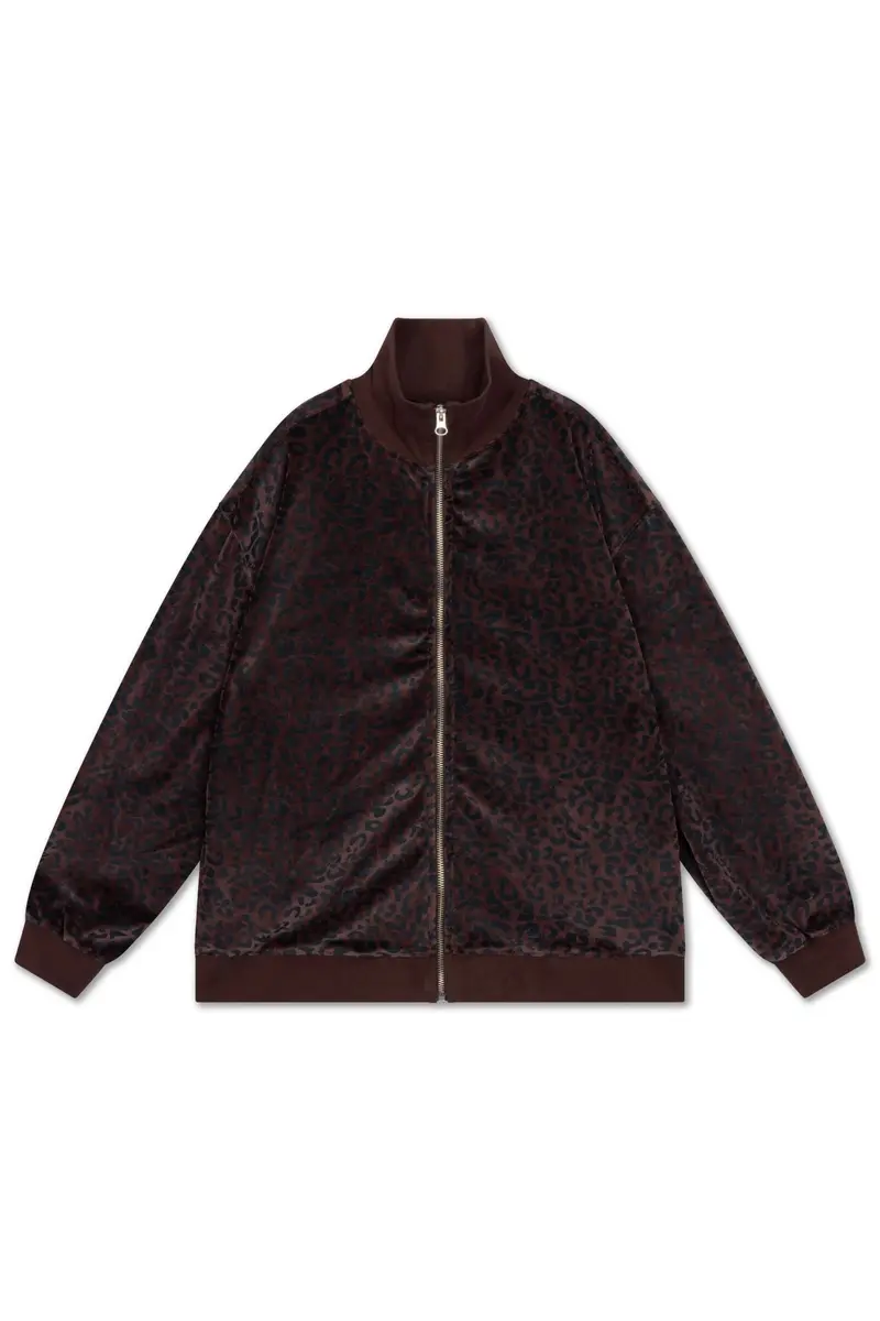 Zip up sweater - Chocolate leopard