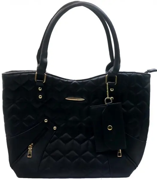 Zwarte shopper tas met portemonnee