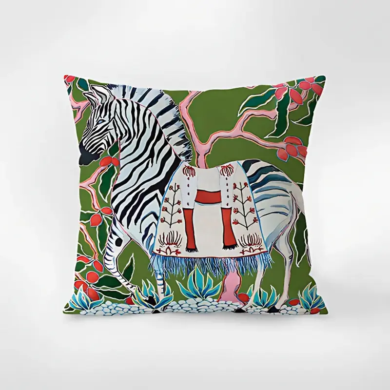 Zyra Accentkussenhoes - Zebraprint, Botanische Details 45 x 45 cm